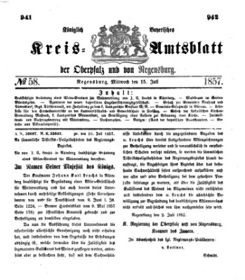 Königlich-bayerisches Kreis-Amtsblatt der Oberpfalz und von Regensburg (Königlich bayerisches Intelligenzblatt für die Oberpfalz und von Regensburg) Mittwoch 15. Juli 1857