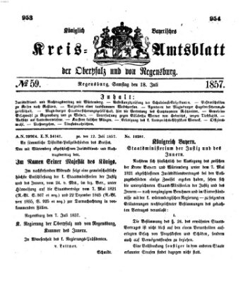 Königlich-bayerisches Kreis-Amtsblatt der Oberpfalz und von Regensburg (Königlich bayerisches Intelligenzblatt für die Oberpfalz und von Regensburg) Samstag 18. Juli 1857