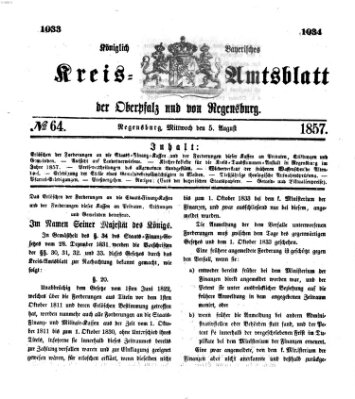 Königlich-bayerisches Kreis-Amtsblatt der Oberpfalz und von Regensburg (Königlich bayerisches Intelligenzblatt für die Oberpfalz und von Regensburg) Mittwoch 5. August 1857