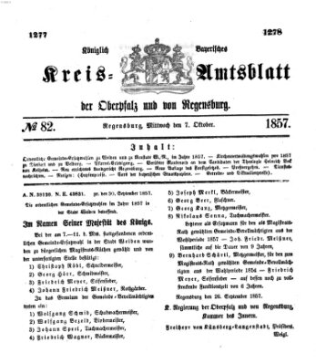 Königlich-bayerisches Kreis-Amtsblatt der Oberpfalz und von Regensburg (Königlich bayerisches Intelligenzblatt für die Oberpfalz und von Regensburg) Mittwoch 7. Oktober 1857