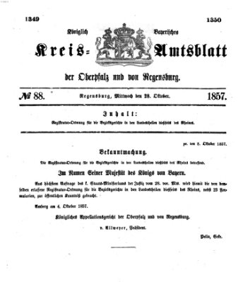 Königlich-bayerisches Kreis-Amtsblatt der Oberpfalz und von Regensburg (Königlich bayerisches Intelligenzblatt für die Oberpfalz und von Regensburg) Mittwoch 28. Oktober 1857