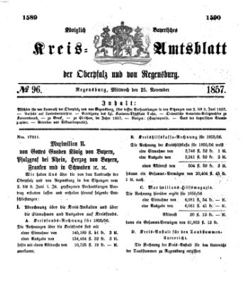 Königlich-bayerisches Kreis-Amtsblatt der Oberpfalz und von Regensburg (Königlich bayerisches Intelligenzblatt für die Oberpfalz und von Regensburg) Mittwoch 25. November 1857