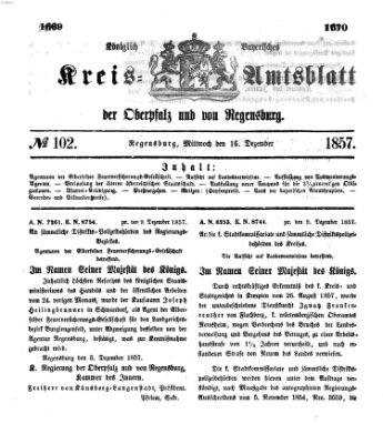 Königlich-bayerisches Kreis-Amtsblatt der Oberpfalz und von Regensburg (Königlich bayerisches Intelligenzblatt für die Oberpfalz und von Regensburg) Mittwoch 16. Dezember 1857