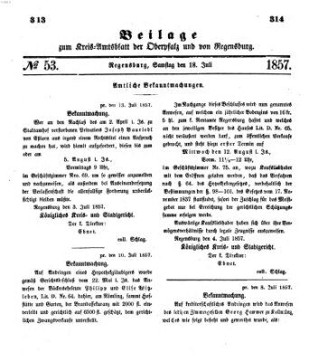 Königlich-bayerisches Kreis-Amtsblatt der Oberpfalz und von Regensburg (Königlich bayerisches Intelligenzblatt für die Oberpfalz und von Regensburg) Samstag 18. Juli 1857