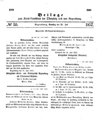 Königlich-bayerisches Kreis-Amtsblatt der Oberpfalz und von Regensburg (Königlich bayerisches Intelligenzblatt für die Oberpfalz und von Regensburg) Samstag 25. Juli 1857