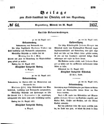 Königlich-bayerisches Kreis-Amtsblatt der Oberpfalz und von Regensburg (Königlich bayerisches Intelligenzblatt für die Oberpfalz und von Regensburg) Mittwoch 26. August 1857