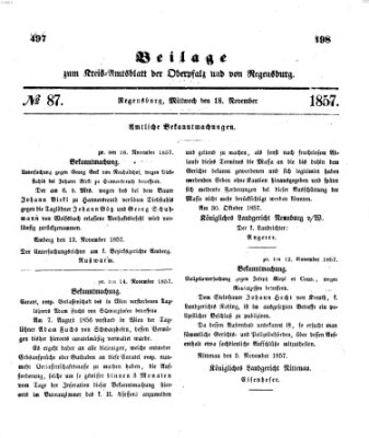 Königlich-bayerisches Kreis-Amtsblatt der Oberpfalz und von Regensburg (Königlich bayerisches Intelligenzblatt für die Oberpfalz und von Regensburg) Mittwoch 18. November 1857