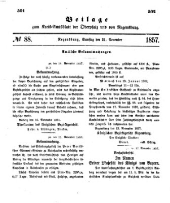 Königlich-bayerisches Kreis-Amtsblatt der Oberpfalz und von Regensburg (Königlich bayerisches Intelligenzblatt für die Oberpfalz und von Regensburg) Samstag 21. November 1857