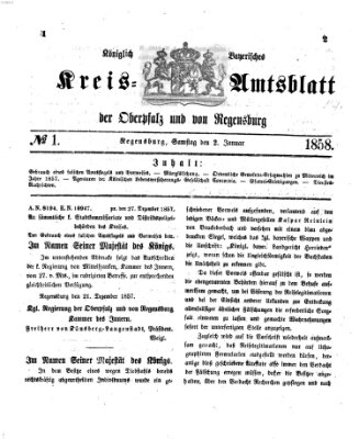 Königlich-bayerisches Kreis-Amtsblatt der Oberpfalz und von Regensburg (Königlich bayerisches Intelligenzblatt für die Oberpfalz und von Regensburg) Samstag 2. Januar 1858