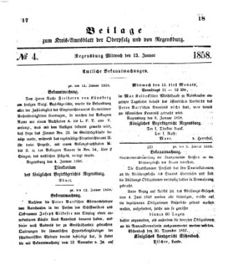 Königlich-bayerisches Kreis-Amtsblatt der Oberpfalz und von Regensburg (Königlich bayerisches Intelligenzblatt für die Oberpfalz und von Regensburg) Mittwoch 13. Januar 1858