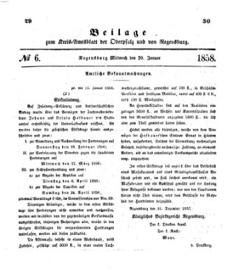 Königlich-bayerisches Kreis-Amtsblatt der Oberpfalz und von Regensburg (Königlich bayerisches Intelligenzblatt für die Oberpfalz und von Regensburg) Mittwoch 20. Januar 1858