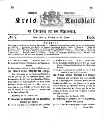 Königlich-bayerisches Kreis-Amtsblatt der Oberpfalz und von Regensburg (Königlich bayerisches Intelligenzblatt für die Oberpfalz und von Regensburg) Samstag 23. Januar 1858