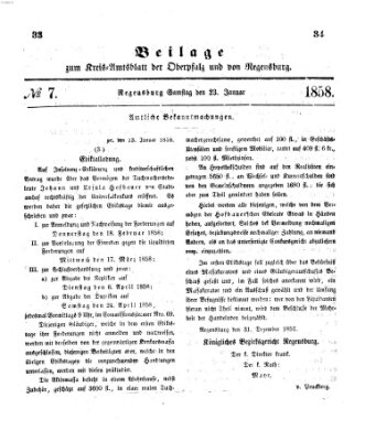 Königlich-bayerisches Kreis-Amtsblatt der Oberpfalz und von Regensburg (Königlich bayerisches Intelligenzblatt für die Oberpfalz und von Regensburg) Samstag 23. Januar 1858