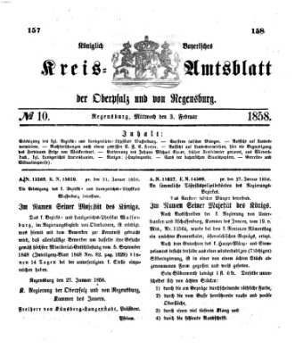 Königlich-bayerisches Kreis-Amtsblatt der Oberpfalz und von Regensburg (Königlich bayerisches Intelligenzblatt für die Oberpfalz und von Regensburg) Mittwoch 3. Februar 1858