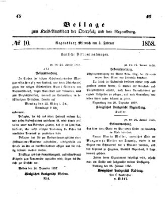 Königlich-bayerisches Kreis-Amtsblatt der Oberpfalz und von Regensburg (Königlich bayerisches Intelligenzblatt für die Oberpfalz und von Regensburg) Mittwoch 3. Februar 1858