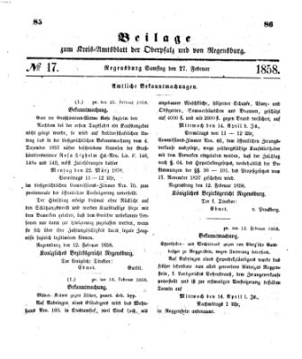 Königlich-bayerisches Kreis-Amtsblatt der Oberpfalz und von Regensburg (Königlich bayerisches Intelligenzblatt für die Oberpfalz und von Regensburg) Samstag 27. Februar 1858