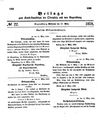 Königlich-bayerisches Kreis-Amtsblatt der Oberpfalz und von Regensburg (Königlich bayerisches Intelligenzblatt für die Oberpfalz und von Regensburg) Mittwoch 17. März 1858