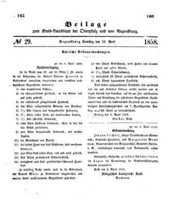 Königlich-bayerisches Kreis-Amtsblatt der Oberpfalz und von Regensburg (Königlich bayerisches Intelligenzblatt für die Oberpfalz und von Regensburg) Samstag 10. April 1858