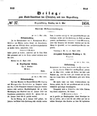 Königlich-bayerisches Kreis-Amtsblatt der Oberpfalz und von Regensburg (Königlich bayerisches Intelligenzblatt für die Oberpfalz und von Regensburg) Samstag 8. Mai 1858