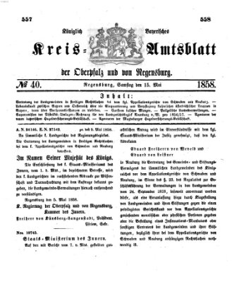 Königlich-bayerisches Kreis-Amtsblatt der Oberpfalz und von Regensburg (Königlich bayerisches Intelligenzblatt für die Oberpfalz und von Regensburg) Samstag 15. Mai 1858