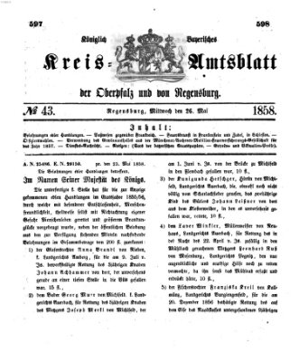 Königlich-bayerisches Kreis-Amtsblatt der Oberpfalz und von Regensburg (Königlich bayerisches Intelligenzblatt für die Oberpfalz und von Regensburg) Mittwoch 26. Mai 1858