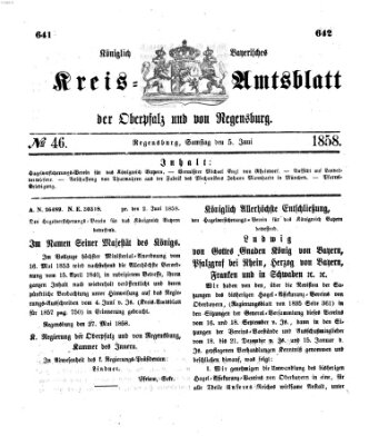 Königlich-bayerisches Kreis-Amtsblatt der Oberpfalz und von Regensburg (Königlich bayerisches Intelligenzblatt für die Oberpfalz und von Regensburg) Samstag 5. Juni 1858