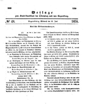 Königlich-bayerisches Kreis-Amtsblatt der Oberpfalz und von Regensburg (Königlich bayerisches Intelligenzblatt für die Oberpfalz und von Regensburg) Mittwoch 16. Juni 1858