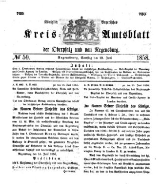 Königlich-bayerisches Kreis-Amtsblatt der Oberpfalz und von Regensburg (Königlich bayerisches Intelligenzblatt für die Oberpfalz und von Regensburg) Samstag 19. Juni 1858