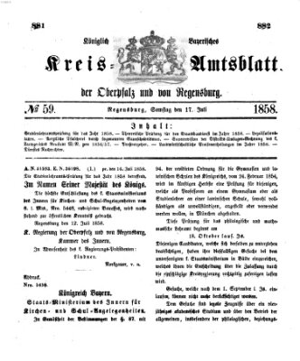 Königlich-bayerisches Kreis-Amtsblatt der Oberpfalz und von Regensburg (Königlich bayerisches Intelligenzblatt für die Oberpfalz und von Regensburg) Samstag 17. Juli 1858