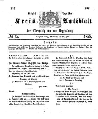 Königlich-bayerisches Kreis-Amtsblatt der Oberpfalz und von Regensburg (Königlich bayerisches Intelligenzblatt für die Oberpfalz und von Regensburg) Mittwoch 28. Juli 1858