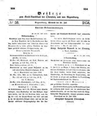 Königlich-bayerisches Kreis-Amtsblatt der Oberpfalz und von Regensburg (Königlich bayerisches Intelligenzblatt für die Oberpfalz und von Regensburg) Mittwoch 28. Juli 1858