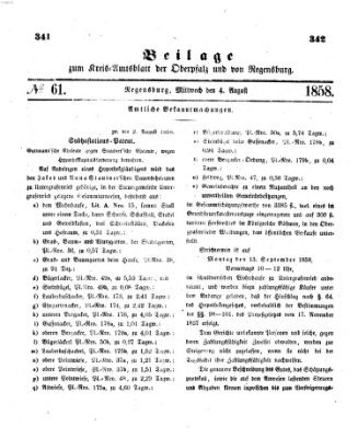 Königlich-bayerisches Kreis-Amtsblatt der Oberpfalz und von Regensburg (Königlich bayerisches Intelligenzblatt für die Oberpfalz und von Regensburg) Mittwoch 4. August 1858