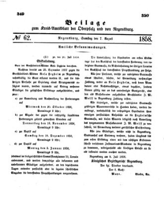 Königlich-bayerisches Kreis-Amtsblatt der Oberpfalz und von Regensburg (Königlich bayerisches Intelligenzblatt für die Oberpfalz und von Regensburg) Samstag 7. August 1858