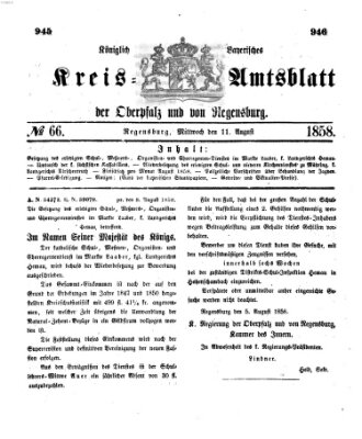 Königlich-bayerisches Kreis-Amtsblatt der Oberpfalz und von Regensburg (Königlich bayerisches Intelligenzblatt für die Oberpfalz und von Regensburg) Mittwoch 11. August 1858