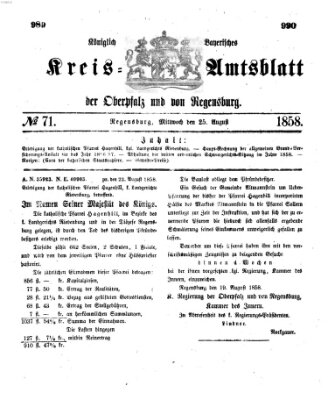 Königlich-bayerisches Kreis-Amtsblatt der Oberpfalz und von Regensburg (Königlich bayerisches Intelligenzblatt für die Oberpfalz und von Regensburg) Mittwoch 25. August 1858