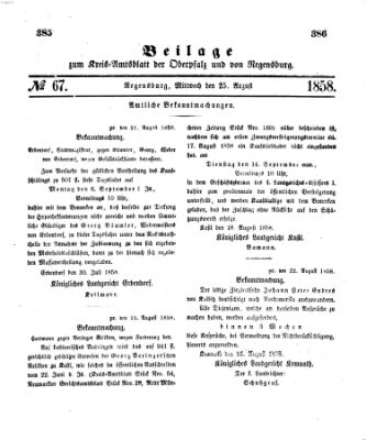 Königlich-bayerisches Kreis-Amtsblatt der Oberpfalz und von Regensburg (Königlich bayerisches Intelligenzblatt für die Oberpfalz und von Regensburg) Mittwoch 25. August 1858