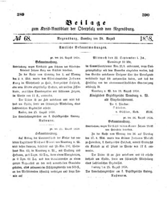 Königlich-bayerisches Kreis-Amtsblatt der Oberpfalz und von Regensburg (Königlich bayerisches Intelligenzblatt für die Oberpfalz und von Regensburg) Samstag 28. August 1858