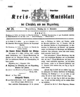 Königlich-bayerisches Kreis-Amtsblatt der Oberpfalz und von Regensburg (Königlich bayerisches Intelligenzblatt für die Oberpfalz und von Regensburg) Samstag 11. September 1858