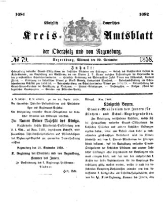 Königlich-bayerisches Kreis-Amtsblatt der Oberpfalz und von Regensburg (Königlich bayerisches Intelligenzblatt für die Oberpfalz und von Regensburg) Mittwoch 22. September 1858