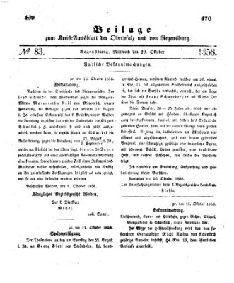 Königlich-bayerisches Kreis-Amtsblatt der Oberpfalz und von Regensburg (Königlich bayerisches Intelligenzblatt für die Oberpfalz und von Regensburg) Mittwoch 20. Oktober 1858