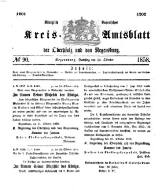 Königlich-bayerisches Kreis-Amtsblatt der Oberpfalz und von Regensburg (Königlich bayerisches Intelligenzblatt für die Oberpfalz und von Regensburg) Samstag 30. Oktober 1858