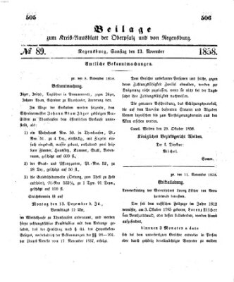 Königlich-bayerisches Kreis-Amtsblatt der Oberpfalz und von Regensburg (Königlich bayerisches Intelligenzblatt für die Oberpfalz und von Regensburg) Samstag 13. November 1858