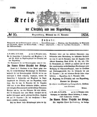 Königlich-bayerisches Kreis-Amtsblatt der Oberpfalz und von Regensburg (Königlich bayerisches Intelligenzblatt für die Oberpfalz und von Regensburg) Mittwoch 17. November 1858