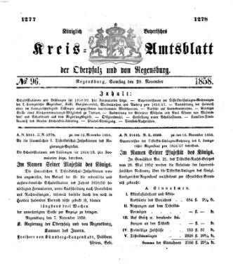 Königlich-bayerisches Kreis-Amtsblatt der Oberpfalz und von Regensburg (Königlich bayerisches Intelligenzblatt für die Oberpfalz und von Regensburg) Samstag 20. November 1858