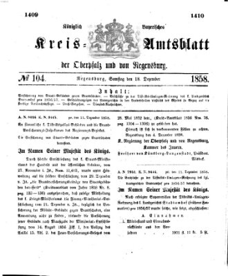 Königlich-bayerisches Kreis-Amtsblatt der Oberpfalz und von Regensburg (Königlich bayerisches Intelligenzblatt für die Oberpfalz und von Regensburg) Samstag 18. Dezember 1858