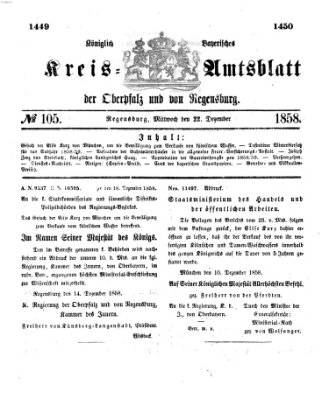 Königlich-bayerisches Kreis-Amtsblatt der Oberpfalz und von Regensburg (Königlich bayerisches Intelligenzblatt für die Oberpfalz und von Regensburg) Mittwoch 22. Dezember 1858