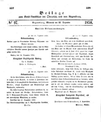 Königlich-bayerisches Kreis-Amtsblatt der Oberpfalz und von Regensburg (Königlich bayerisches Intelligenzblatt für die Oberpfalz und von Regensburg) Mittwoch 22. Dezember 1858