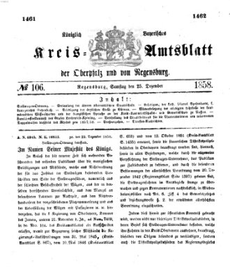 Königlich-bayerisches Kreis-Amtsblatt der Oberpfalz und von Regensburg (Königlich bayerisches Intelligenzblatt für die Oberpfalz und von Regensburg) Samstag 25. Dezember 1858