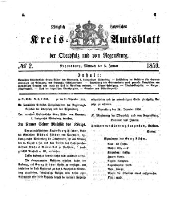 Königlich-bayerisches Kreis-Amtsblatt der Oberpfalz und von Regensburg (Königlich bayerisches Intelligenzblatt für die Oberpfalz und von Regensburg) Mittwoch 5. Januar 1859