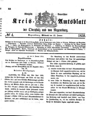 Königlich-bayerisches Kreis-Amtsblatt der Oberpfalz und von Regensburg (Königlich bayerisches Intelligenzblatt für die Oberpfalz und von Regensburg) Mittwoch 12. Januar 1859